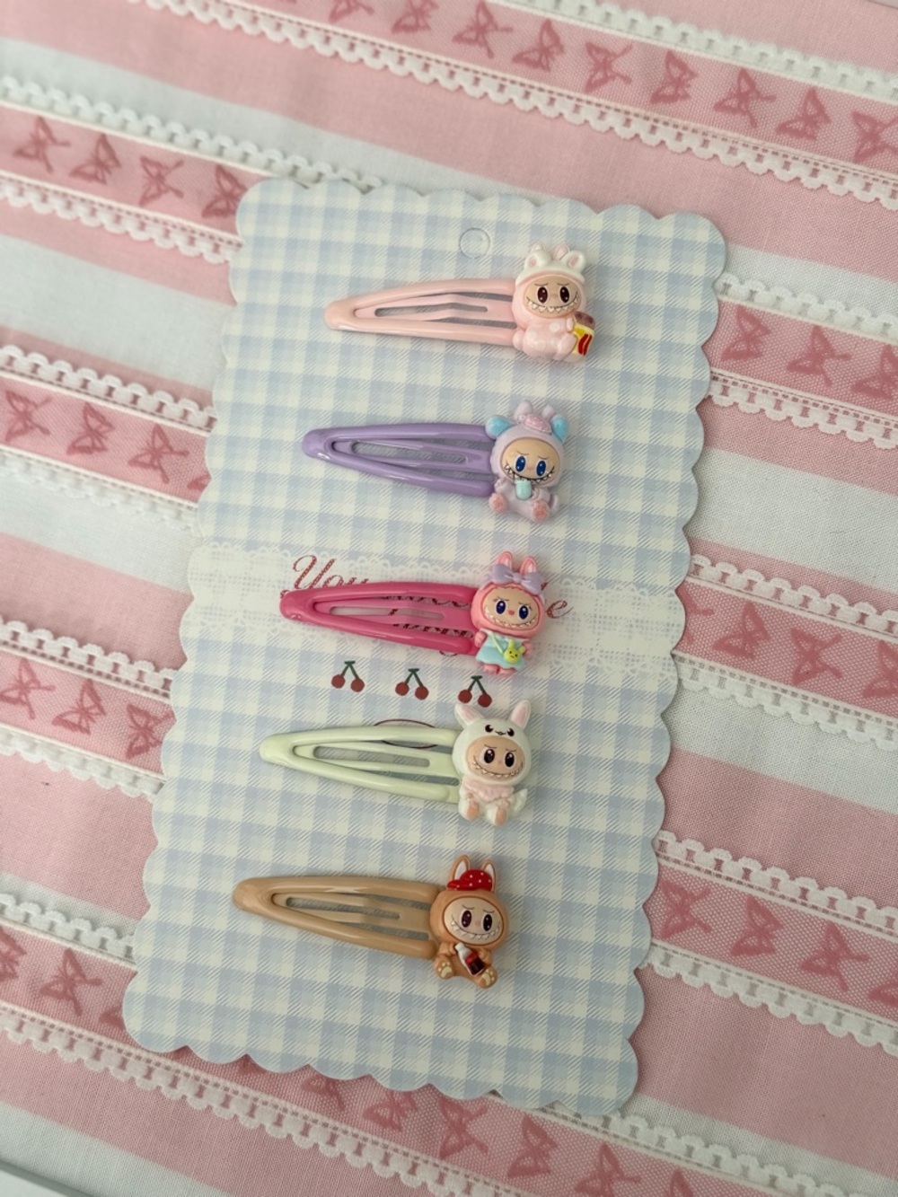 Set of 5 Cute Character Hair Snap Clips
